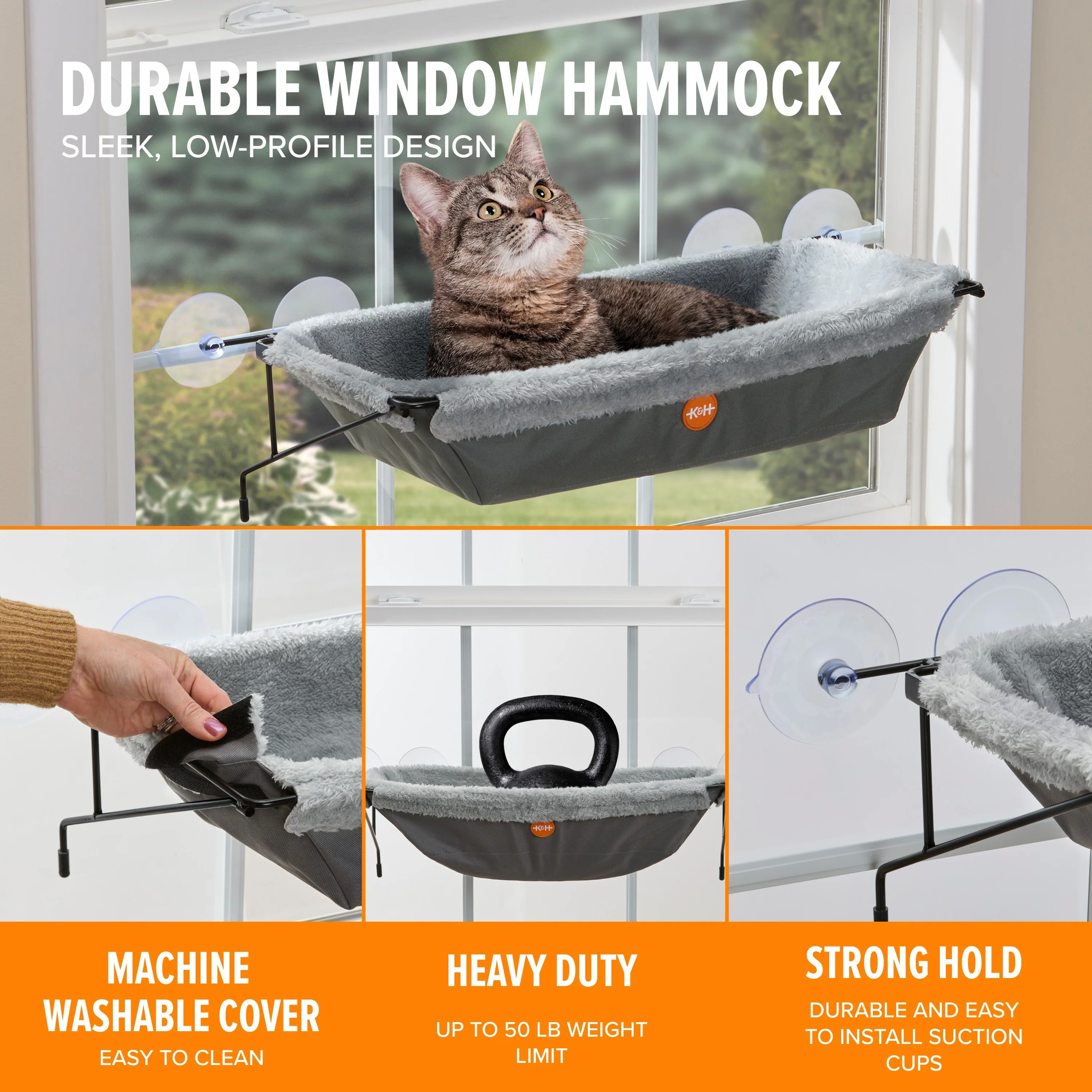 K&H EZ Mount Cat Window Perch Hammock Kitty Sill Window Bed - NEW PRODUCT RELEASE - Image 3