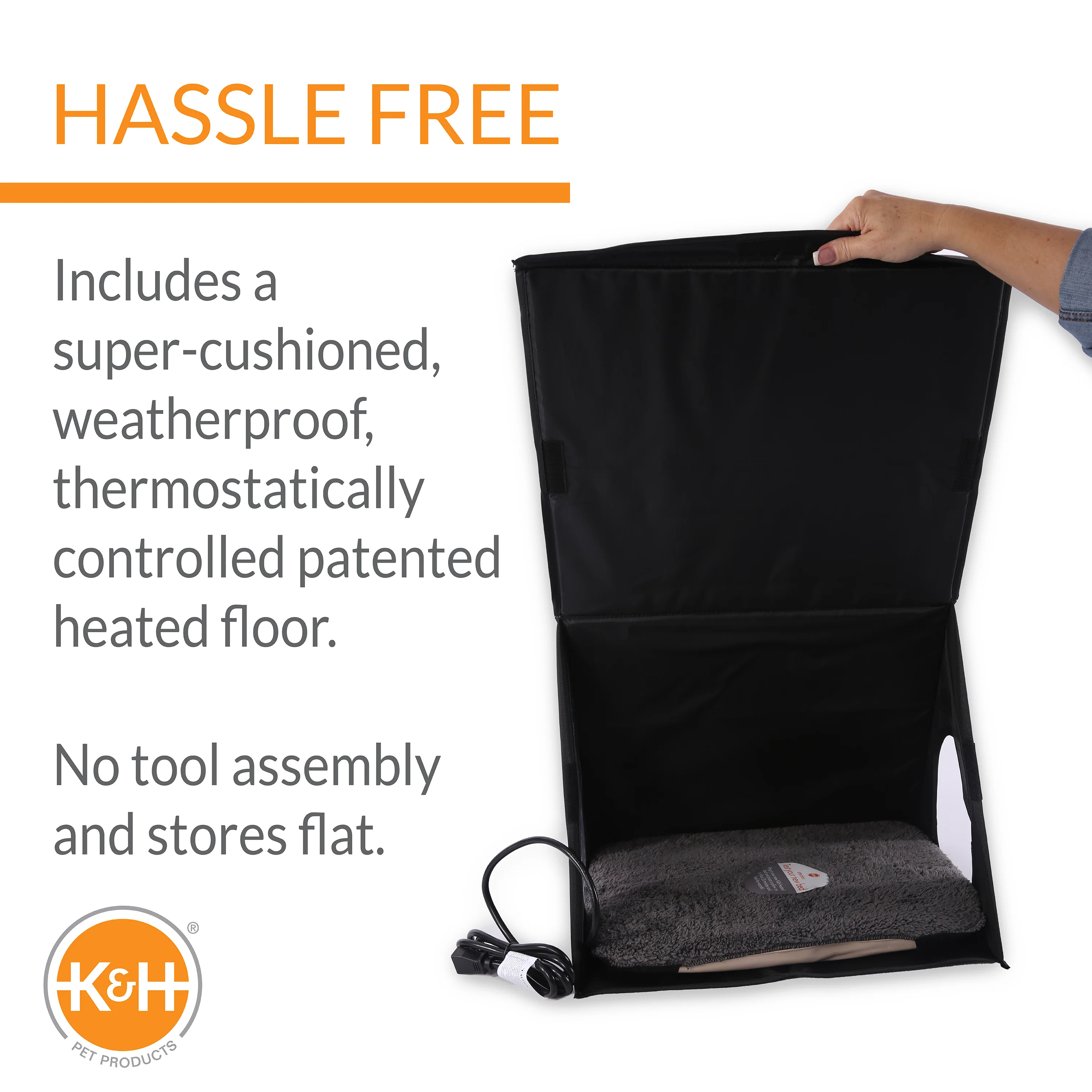 K&H Thermo A-Frame Heated Cat House - Gray/Black - Image 3